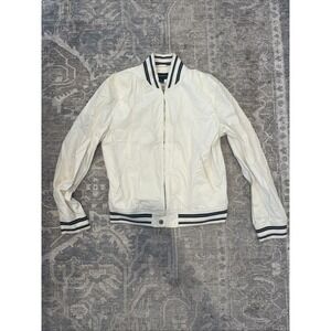 Club Monaco Bomber Jacket Men Large L Shirt White 100% Cotton